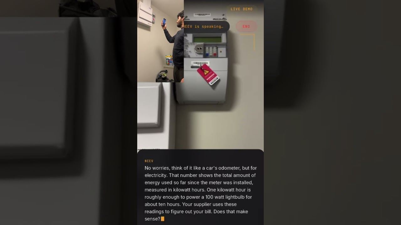 A phone camera pointed at an electricity meter on a wall